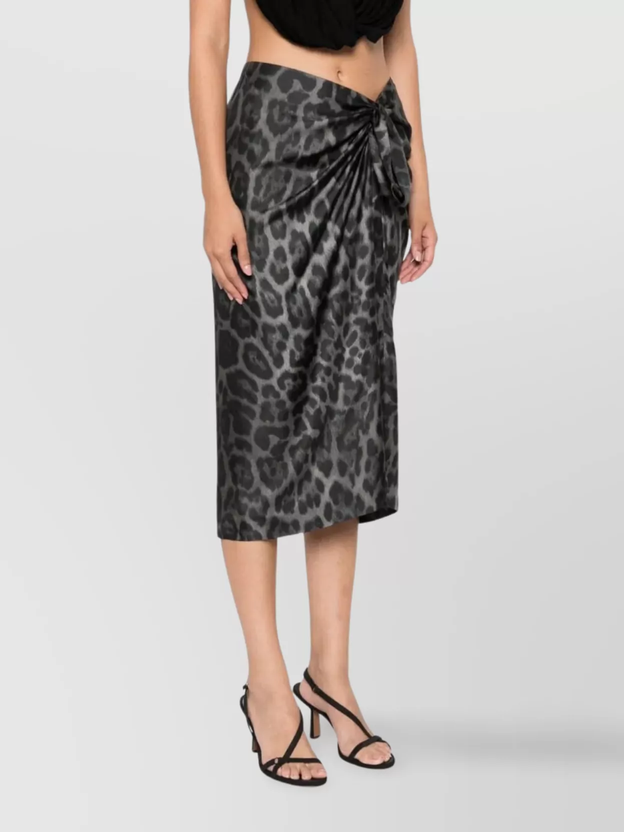 Stella Mccartney Asymmetric Midi Skirt Knot Detail In Gray