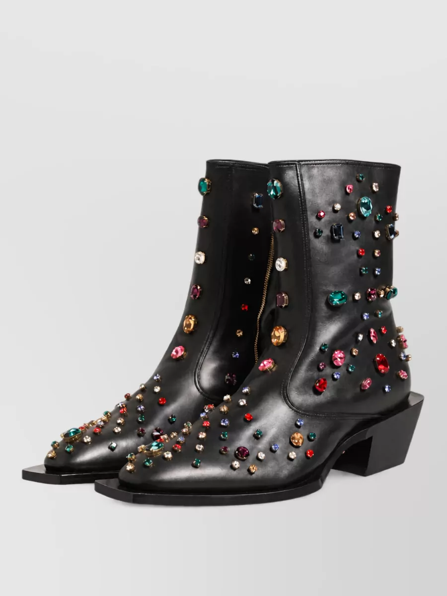 Dolce&Gabbana crystal embellished leather ankle boots