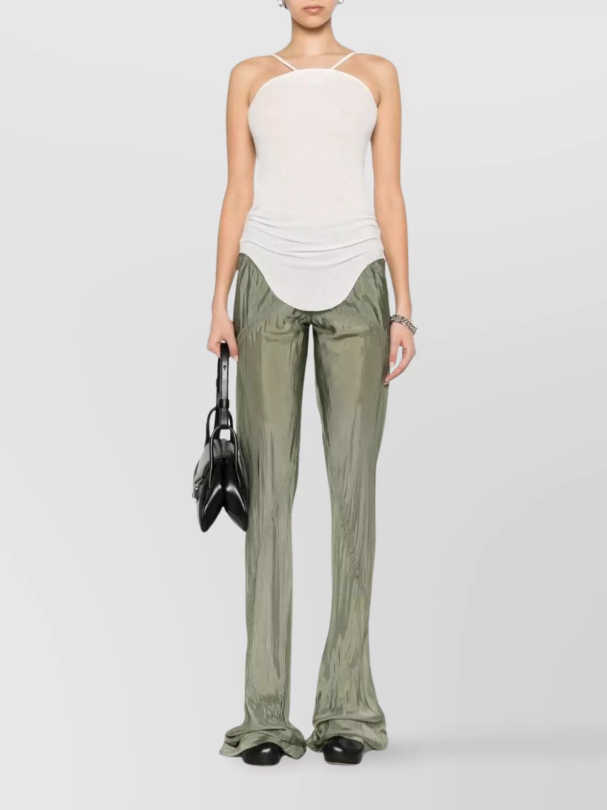 Rick Owens Curved Hem Sleeveless Knit Tank Top In White
