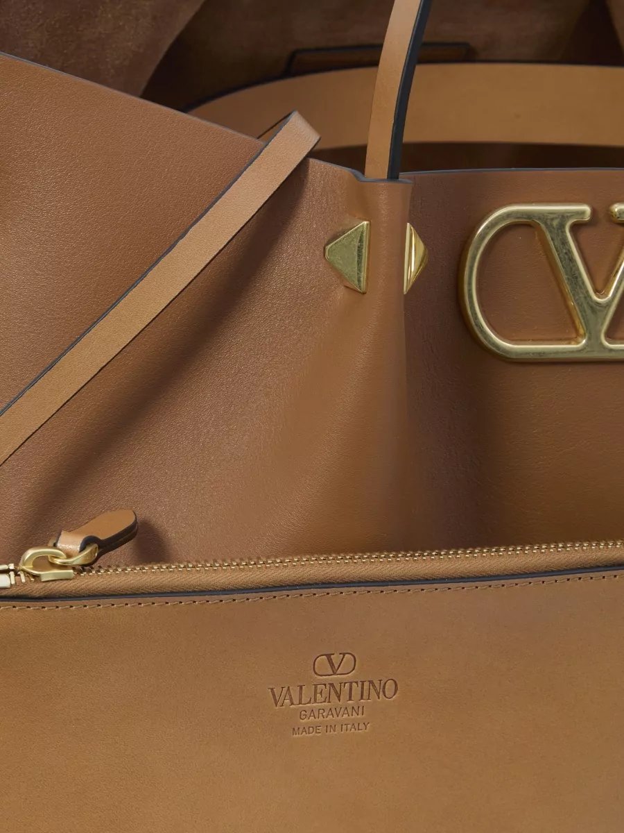 Valentino Garavani Vlogo Signature Medium Leather Tote Bag