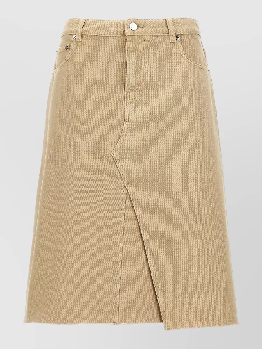 Tory Burch Cotton denim deconstructed midi a-line skirt