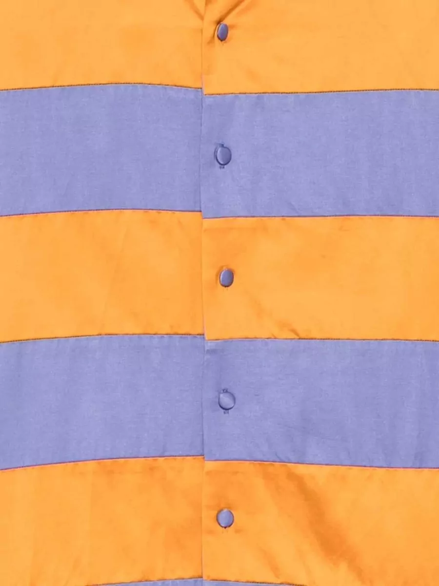 Dries Van Noten Striped Band Collar Shirt