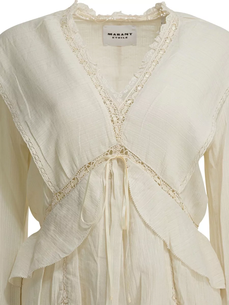 Isabel Marant Etoile Dress Lace Trim Layered Hem Long Sleeves