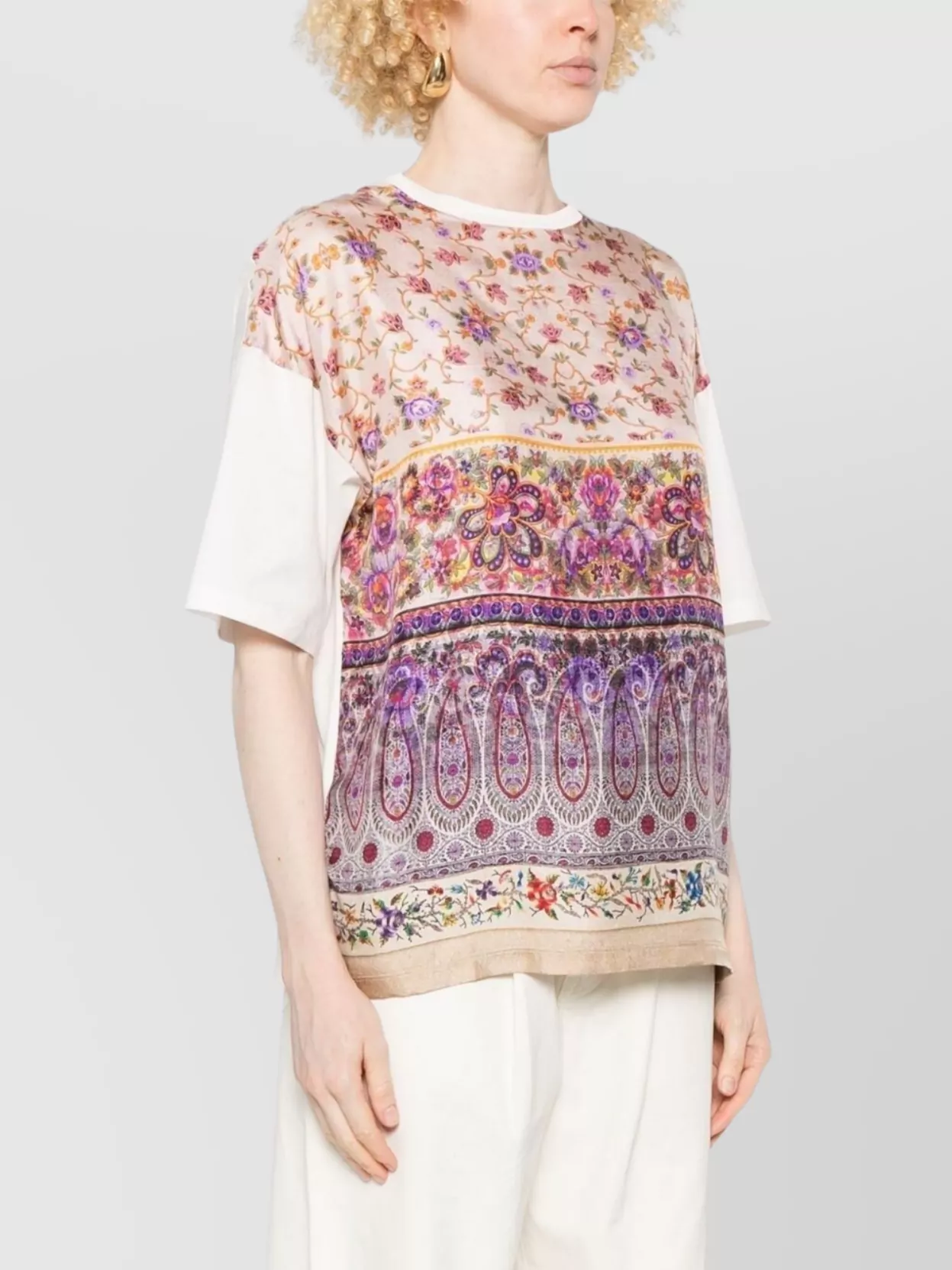 Pierre Louise Mascia Floral Print Short Sleeve Crew Neck Top