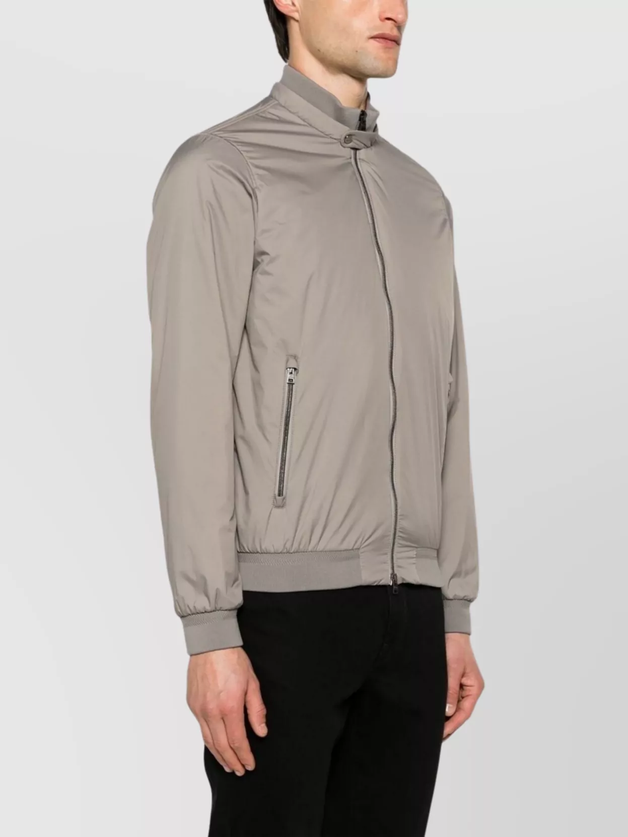 Herno Men Ecoage Band-collar Bomber Jacket In Grey
