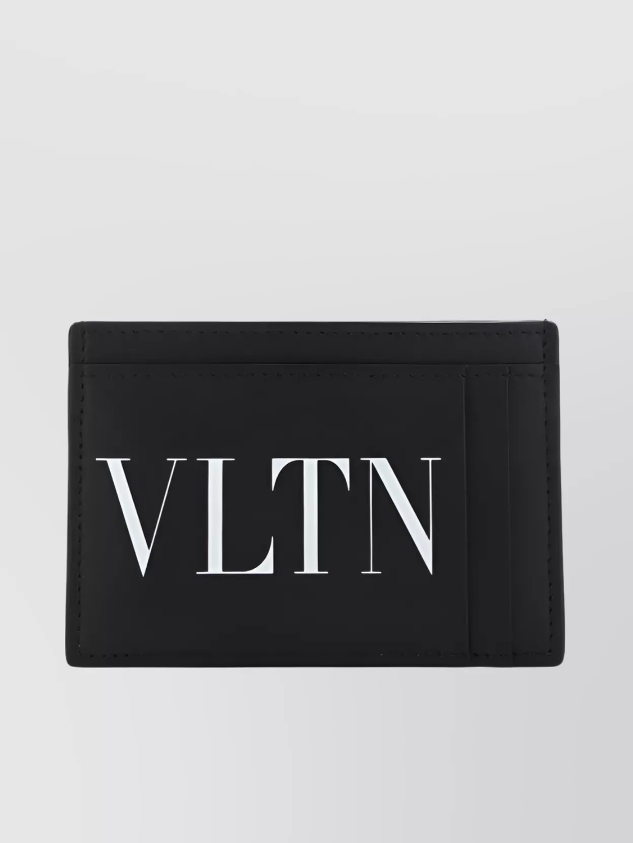 Shop Valentino Structured Contrast Stitch Wallet In Black
