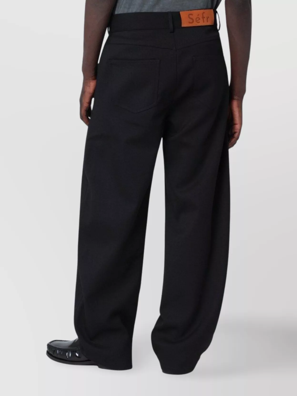 Séfr Wool Blend Wide Leg Trousers With Pockets In Black