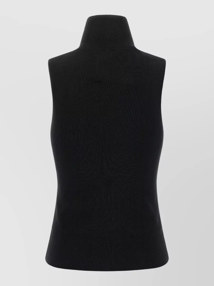 Extreme Cashmere Cashmere Ribbed Sleeveless Turtleneck Top