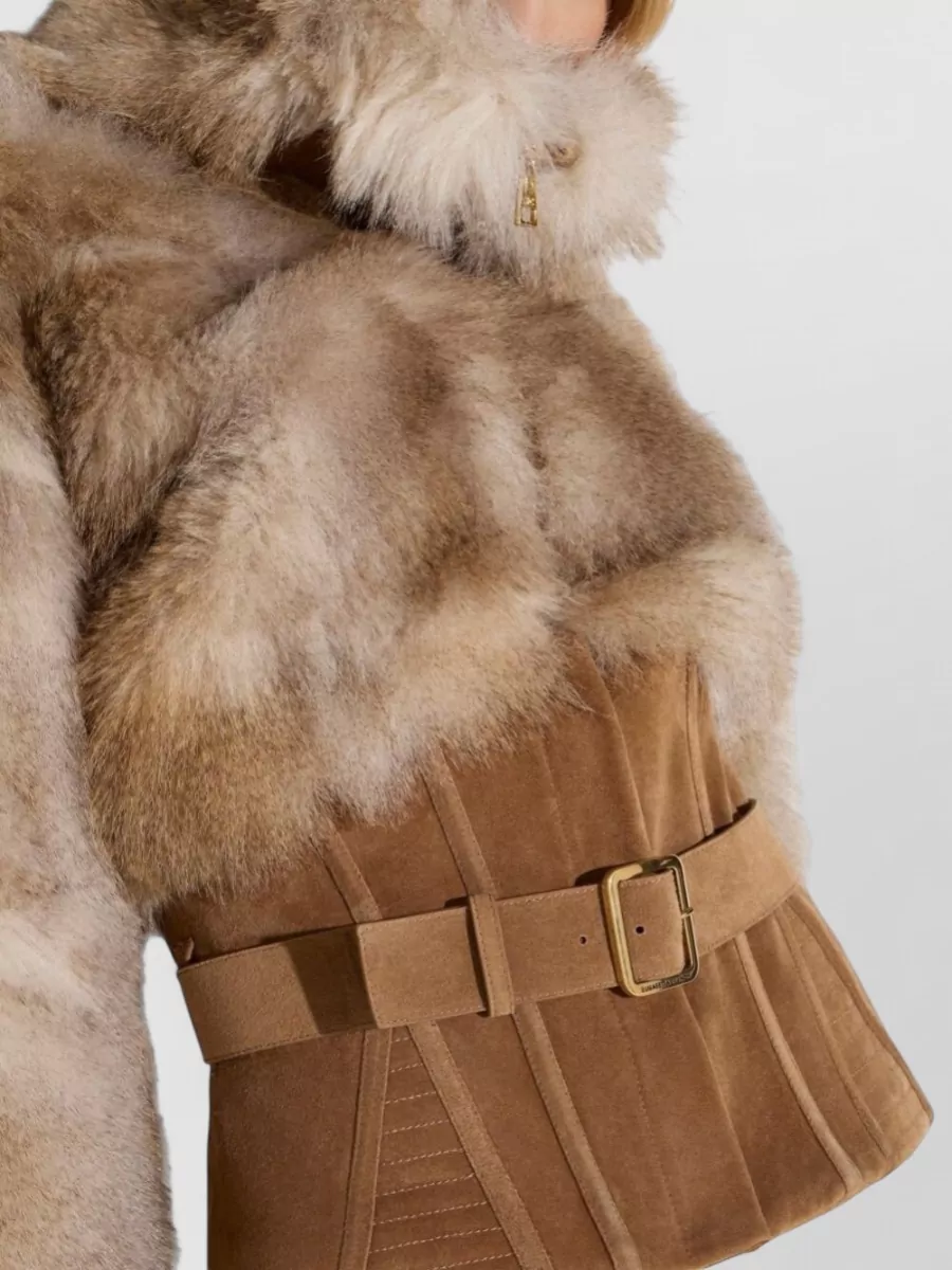 Elisabetta Franchi Faux Fur Oversized Belted Jacket