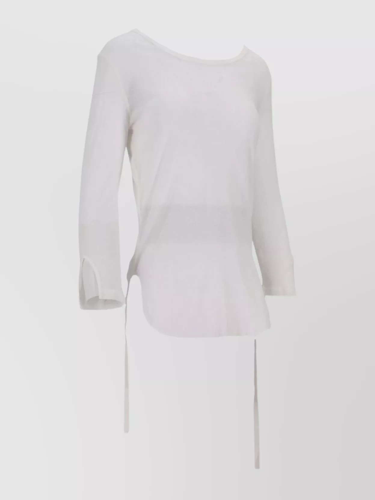 Ann Demeulemeester Trina Three-Quarter Sleeve Slim T-Shirt With Draws