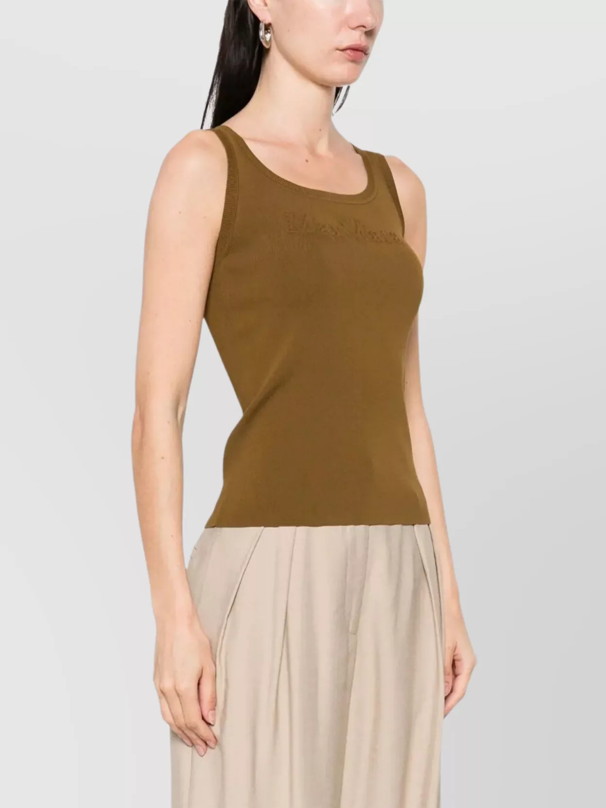Max Mara Ribbed Trim Scoop Neck Sleeveless Top