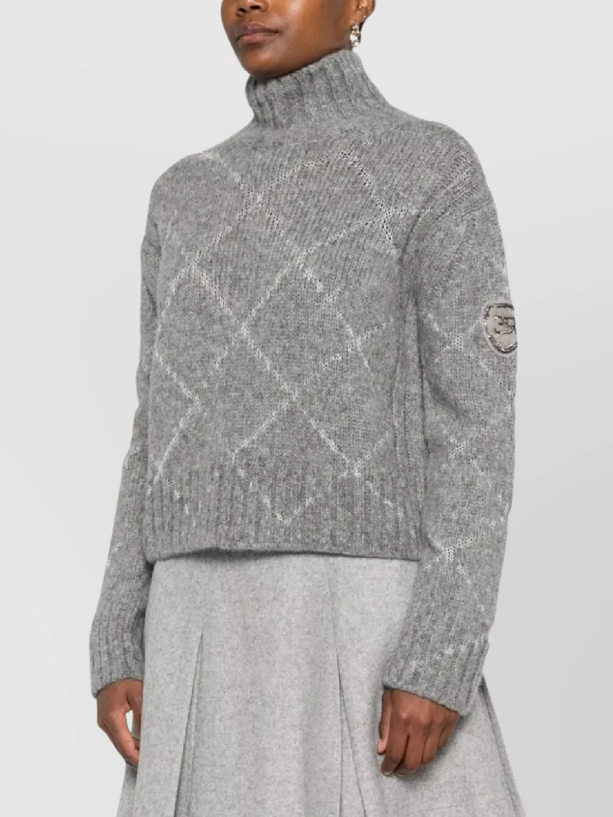 Ermanno Scervino High Neck Long Sleeve Knitwear Top