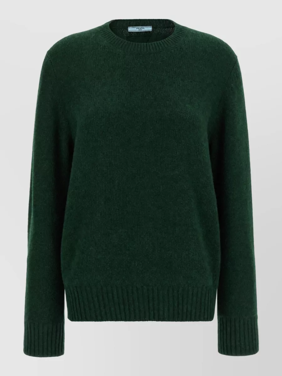 Prada Wool cashmere crew neck jumper with removable contrast cuffs