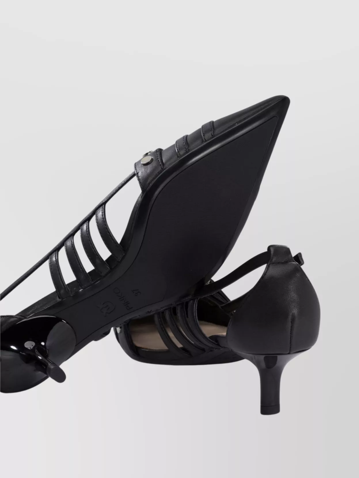 Pinko Black Mid-heel Pumps With Stylish Cutouts And Buckle Detail