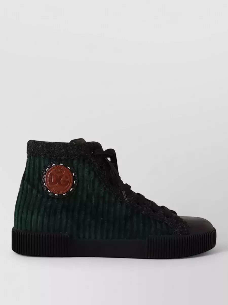 Dolce&Gabbana corduroy leather high-top sneakers