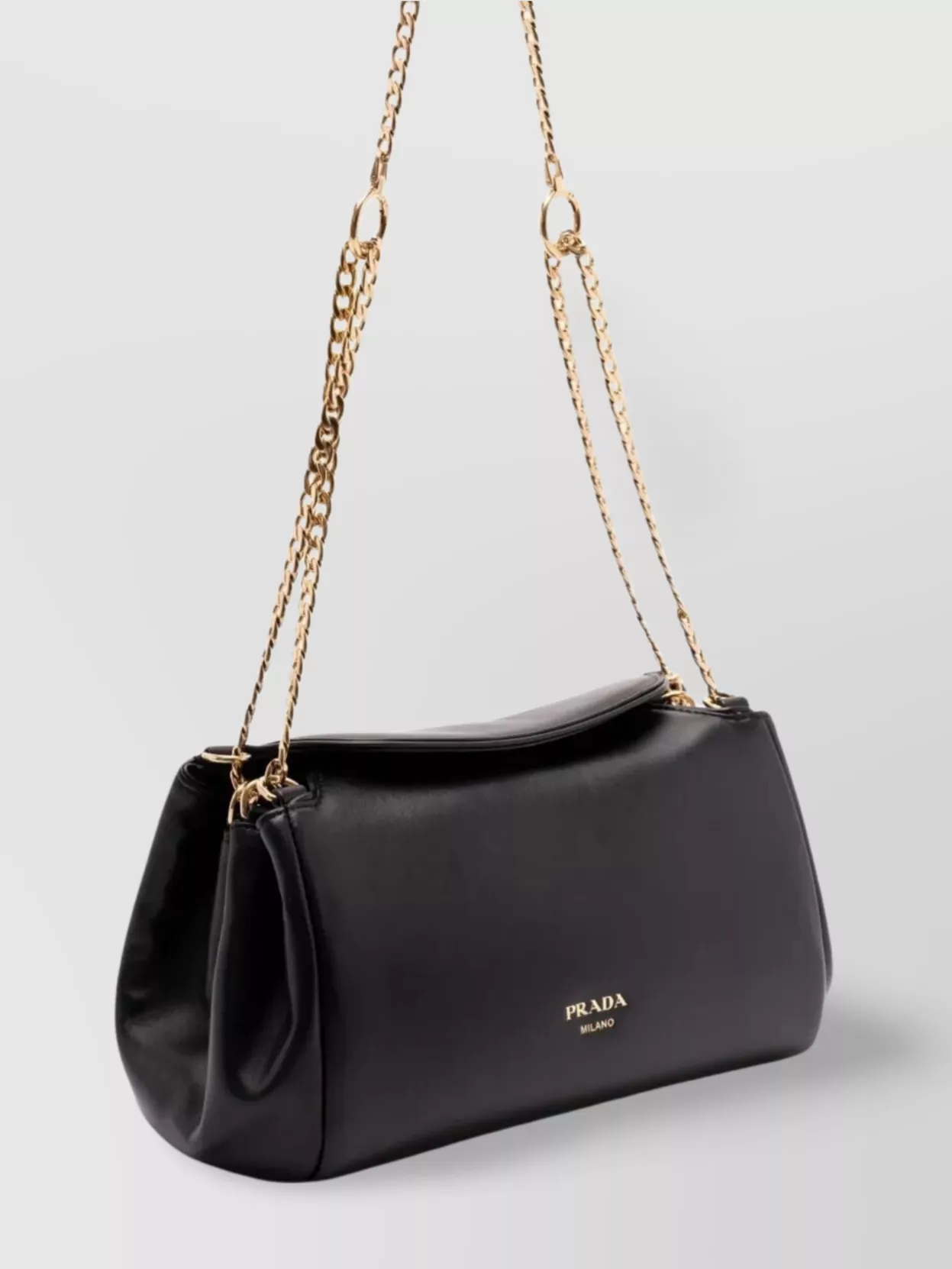 Prada Small Leather Shoulder Bag With Chain Strap In Black