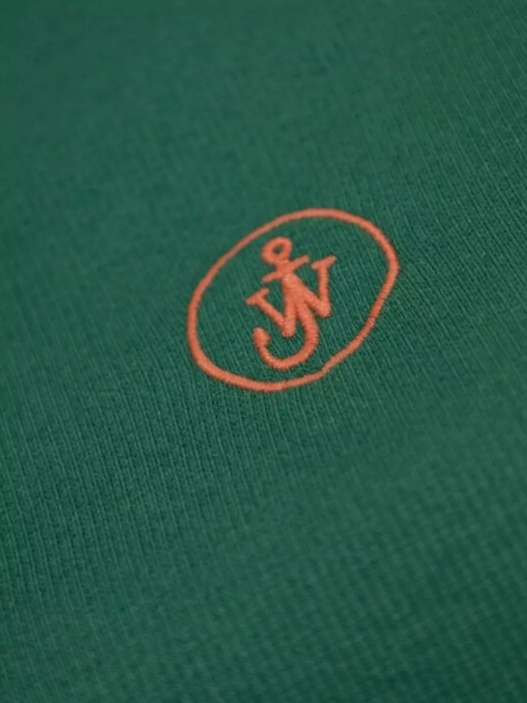 Jw Anderson Long Sleeve Ribbed Anchor Embroidery Top In Green