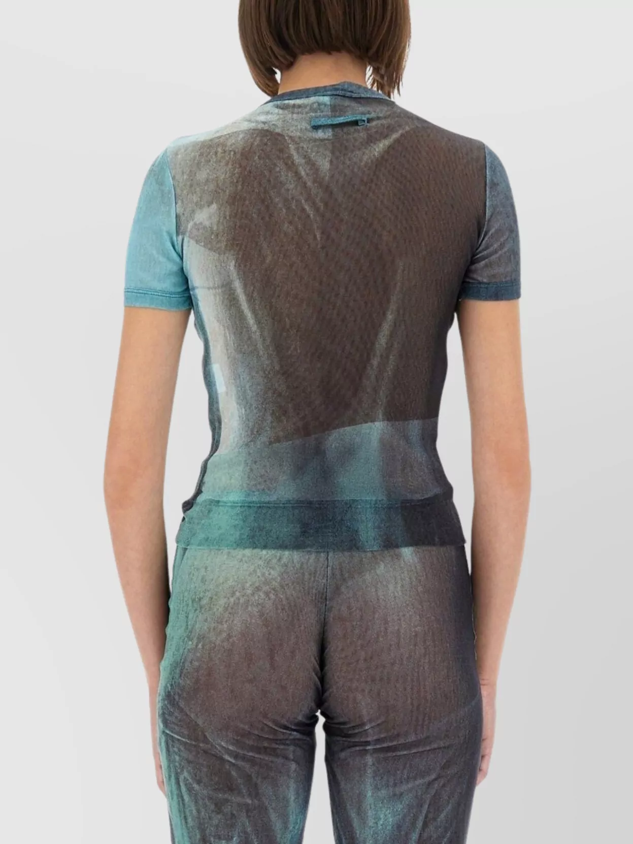 Jean Paul Gaultier Abstract Print Sheer Fabric Top