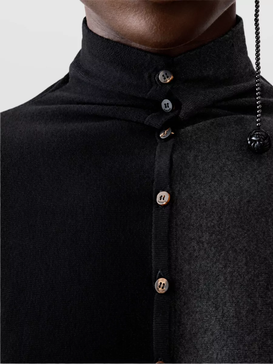 Jacquemus Silk Ribbed Turtleneck Long-Sleeve Polo Shirt