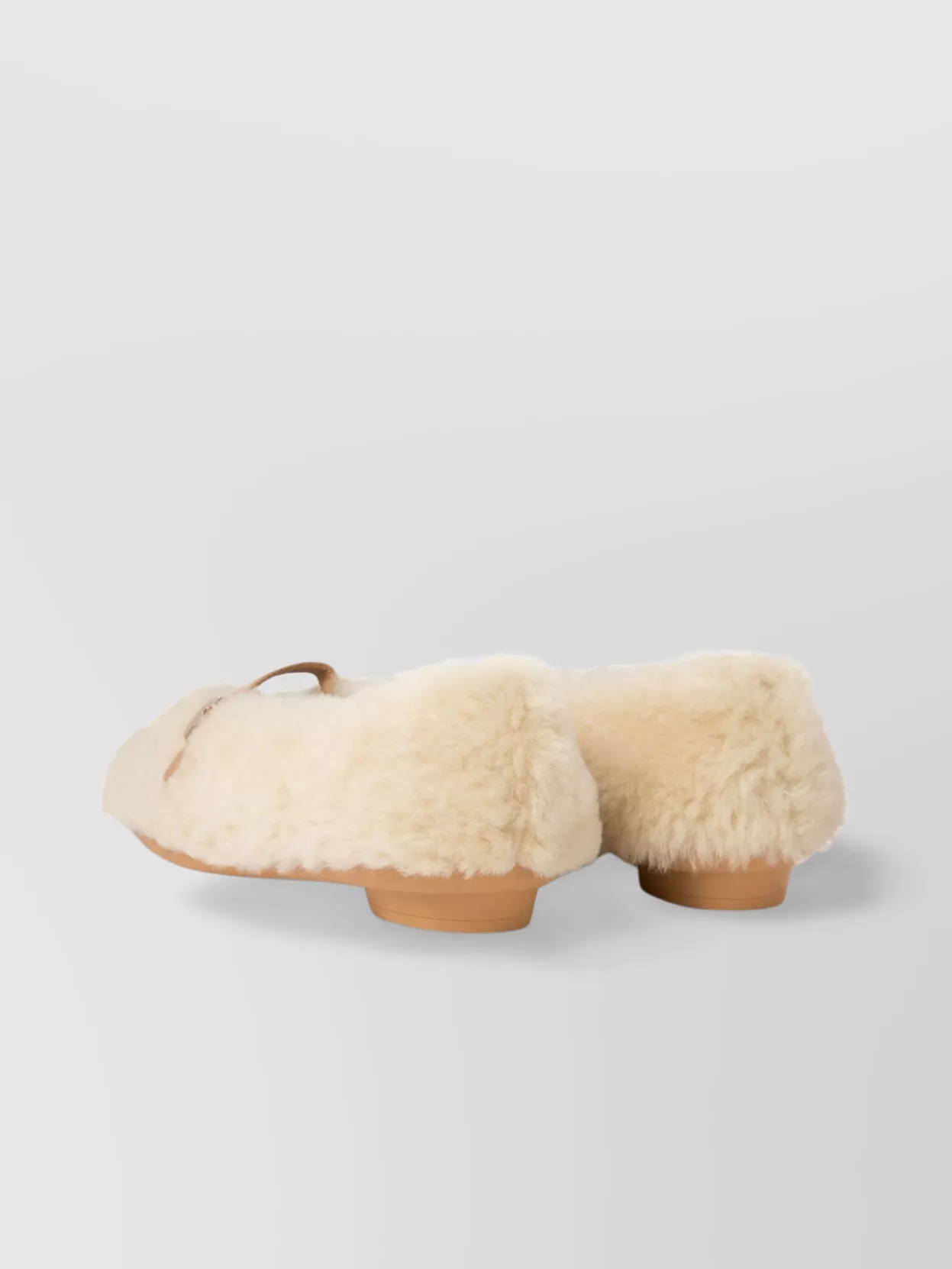FERRAGAMO SHEARLING BALLET FLATS WITH FAUX FUR TEXTURE