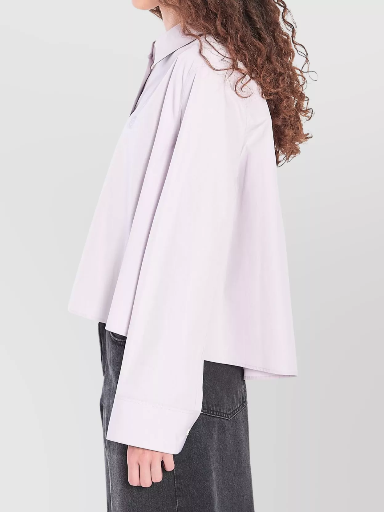 Loewe Back Pleated Collared Cropped Shirt