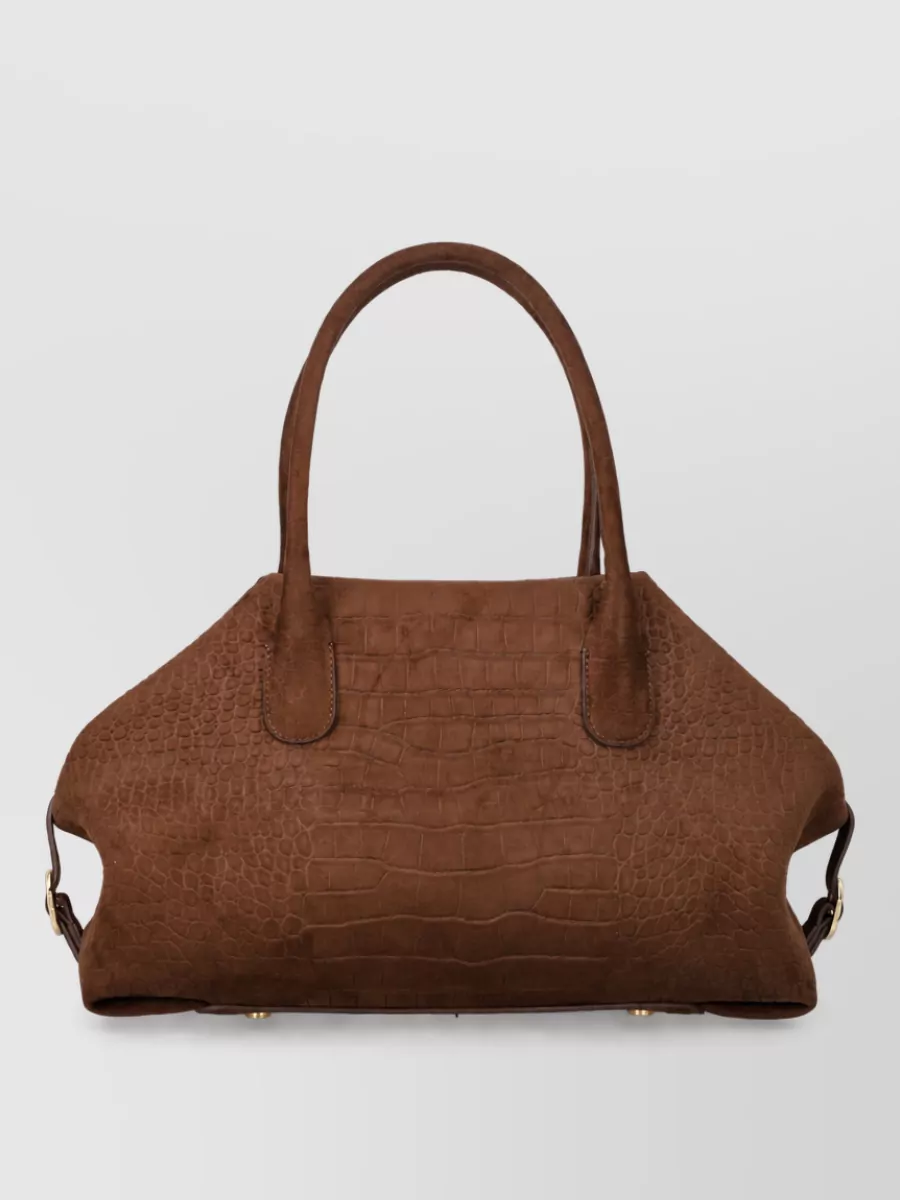 Themoiré medium crocodile-effect suede shoulder bag