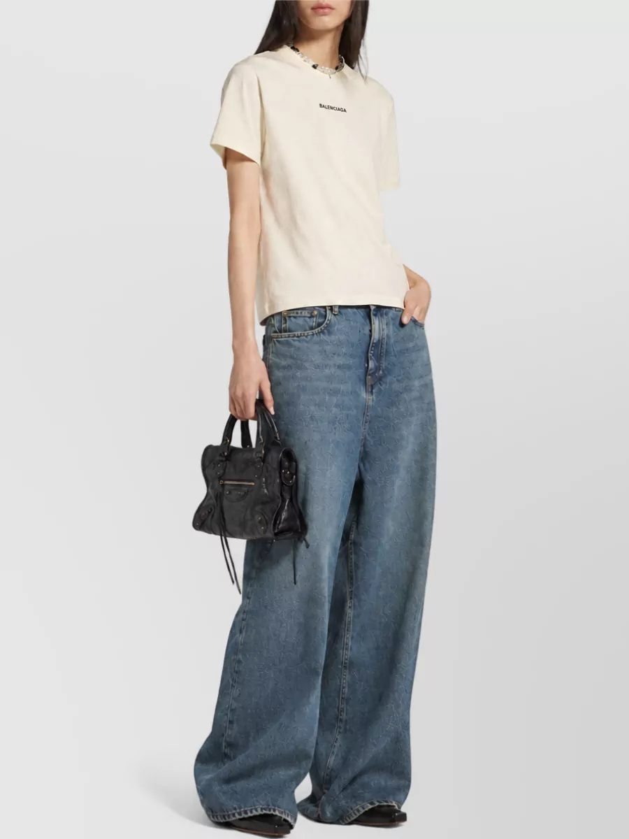 Balenciaga Logo Crew Neck Graphic Jersey T Shirt