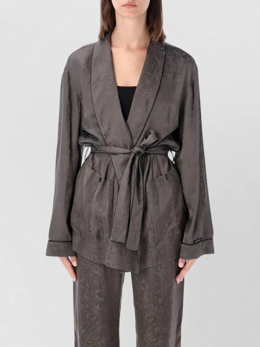 Golden Goose Floral jacquard satin shawl collar belted robe