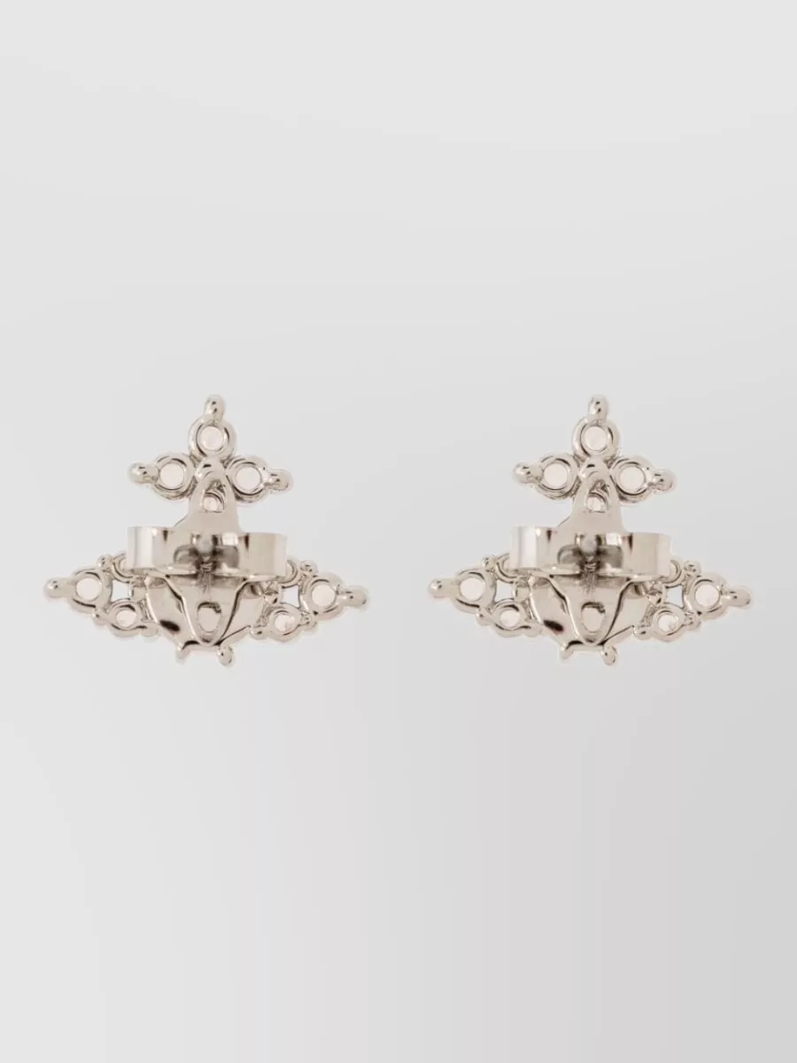 Vivienne Westwood Crystal And Faux Pearl Stud Earrings Pair