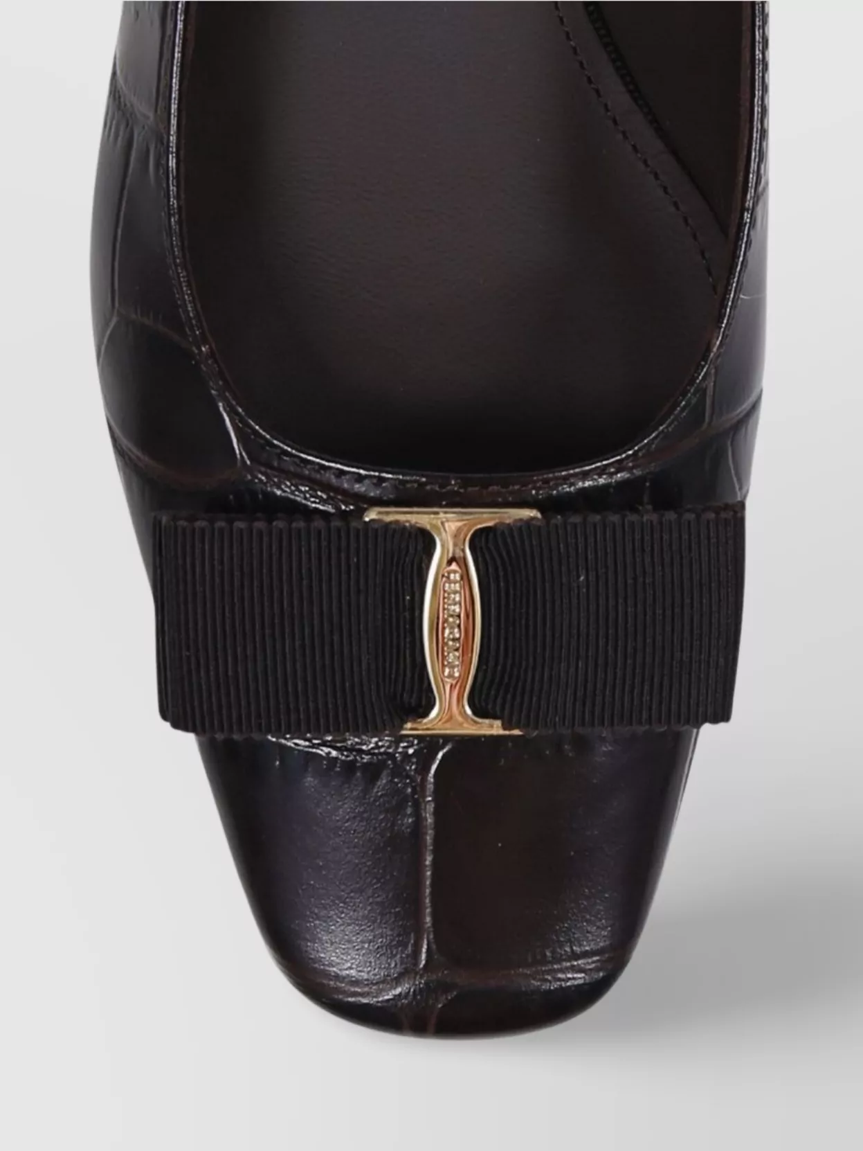 Ferragamo Square Toe Textured Sling Pump With Buckle