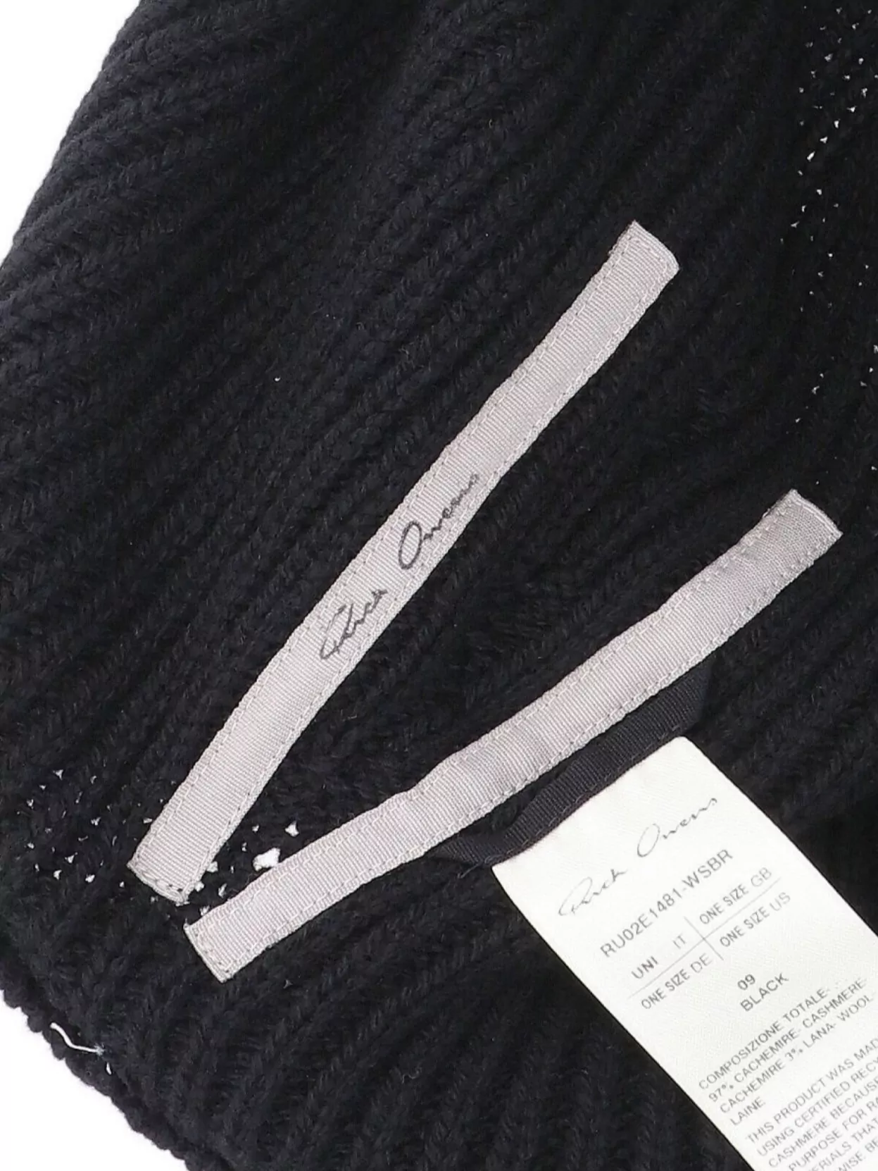 Rick Owens Ribbed Texture Stretch Fit One Size Hat