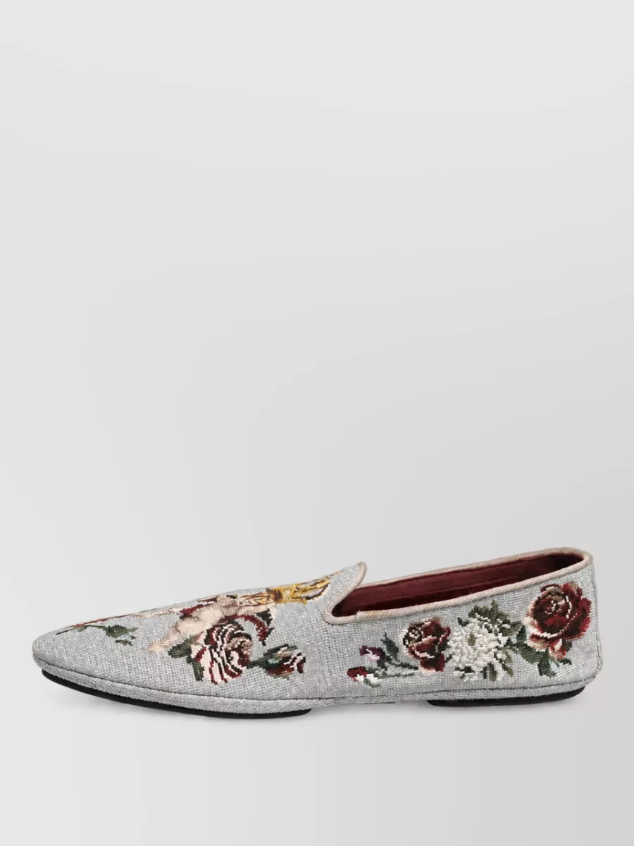 Dolce&Gabbana Leather Embroidered Loafers