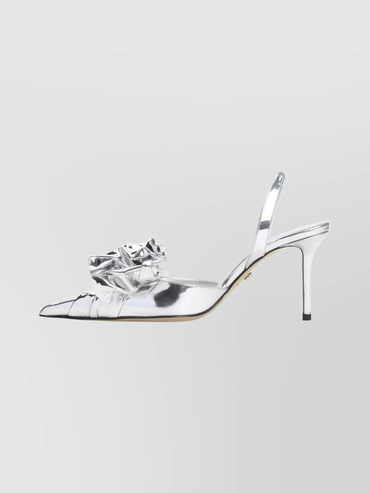 Mach & Mach Silver Leather Stiletto Pumps Bow Detail