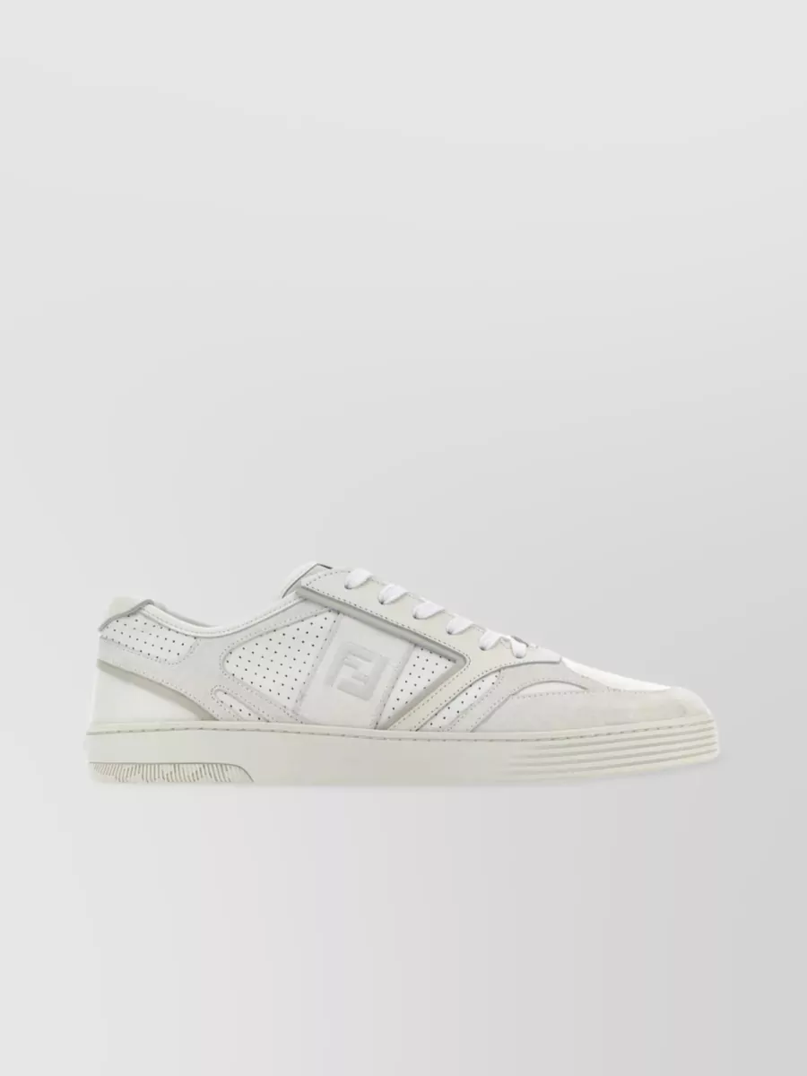 Shop Fendi Step Sneakers In Leather And Suede In White