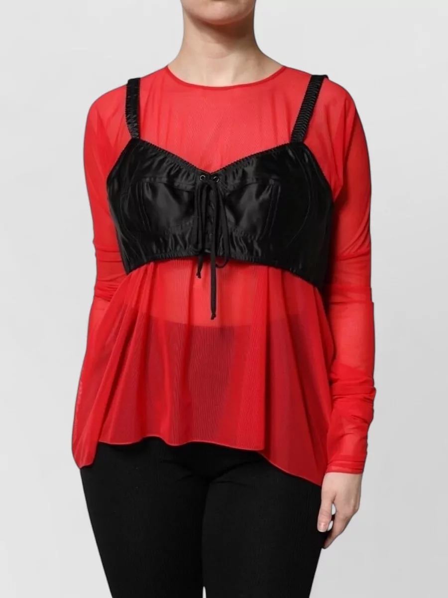 Dolce&Gabbana Mesh long sleeve bustier top
