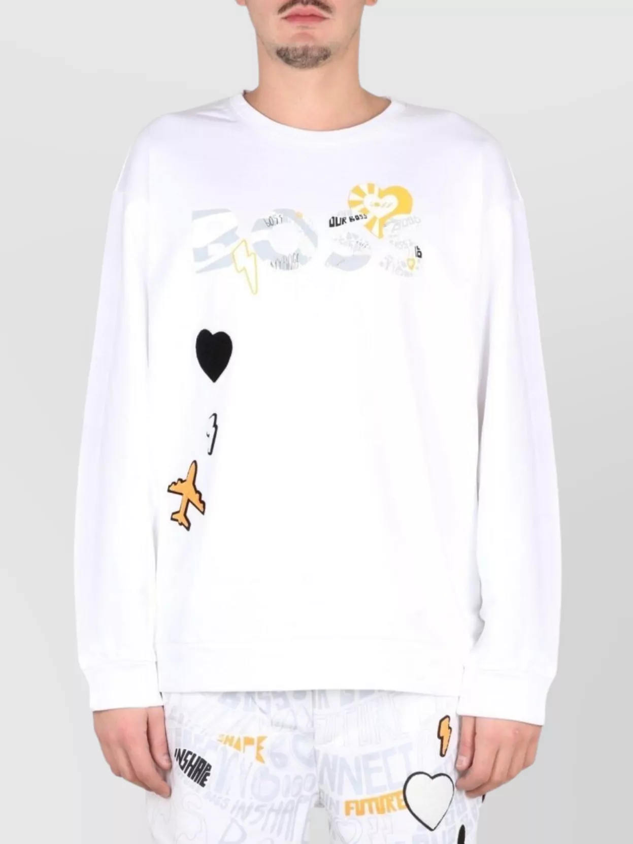 Shop Hugo Boss Lotus Graphic Print Cross-neck Sweatshirt
