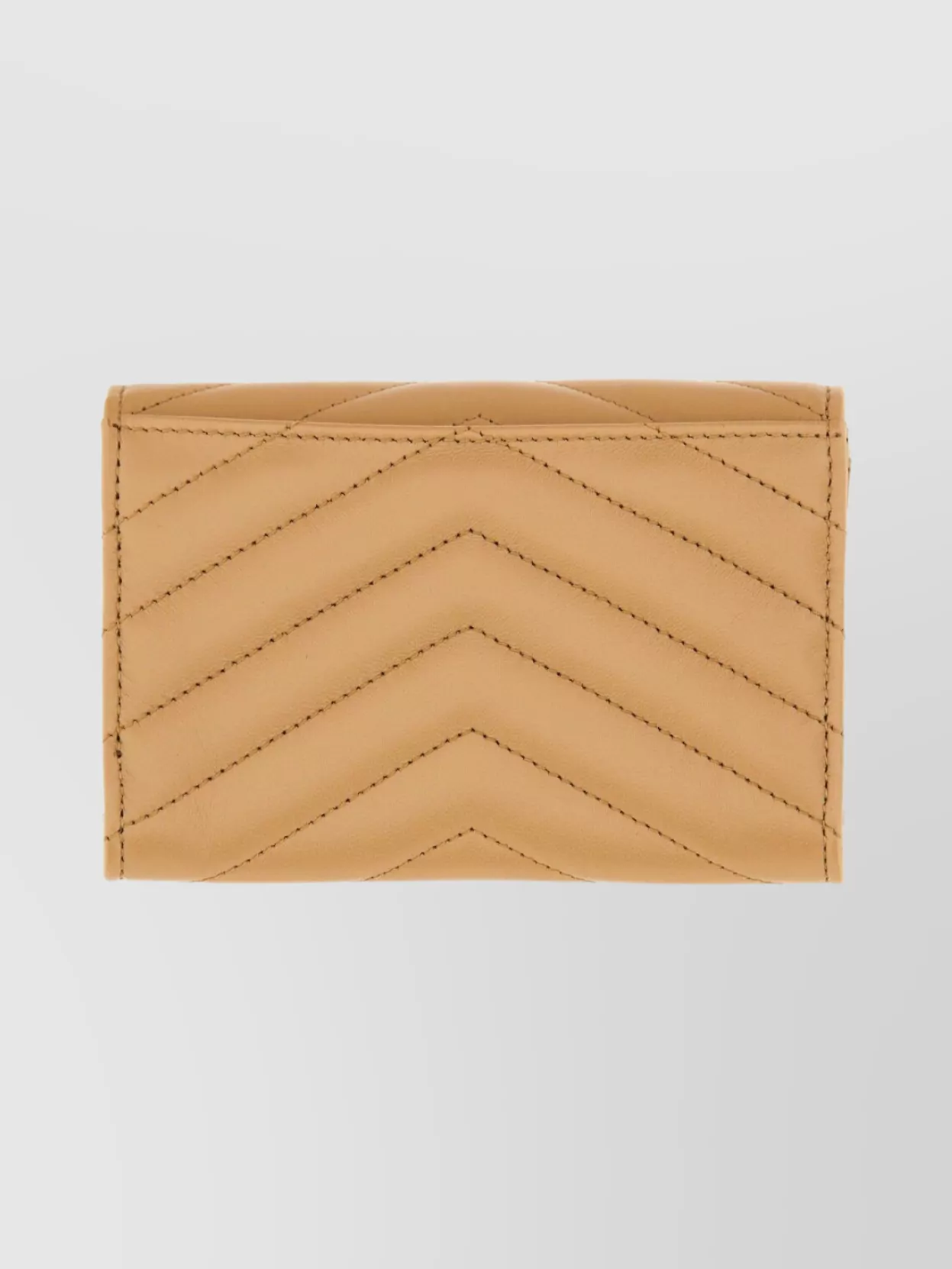 Saint Laurent Chevron Pattern Wallet Gold-tone Hardware In Yellow