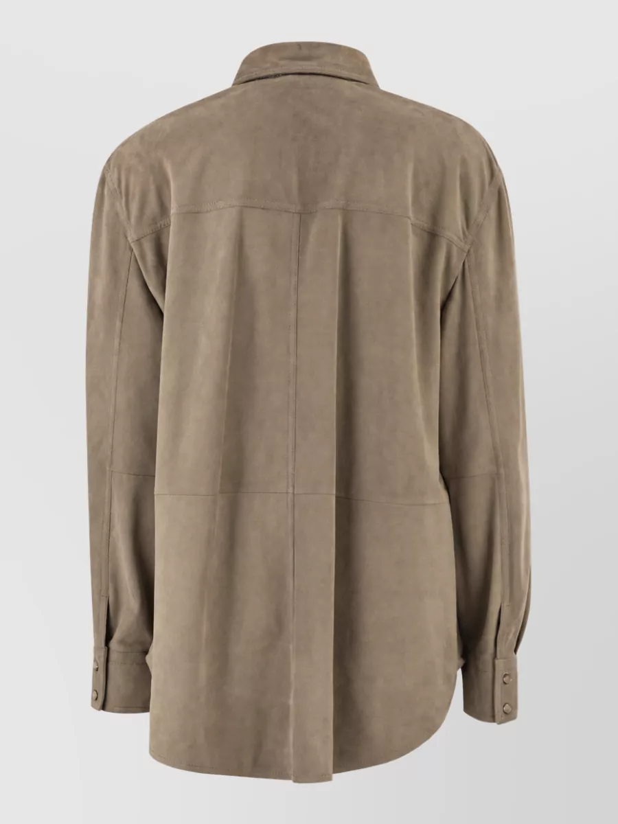 Brunello Cucinelli Suede Fitted Jacket