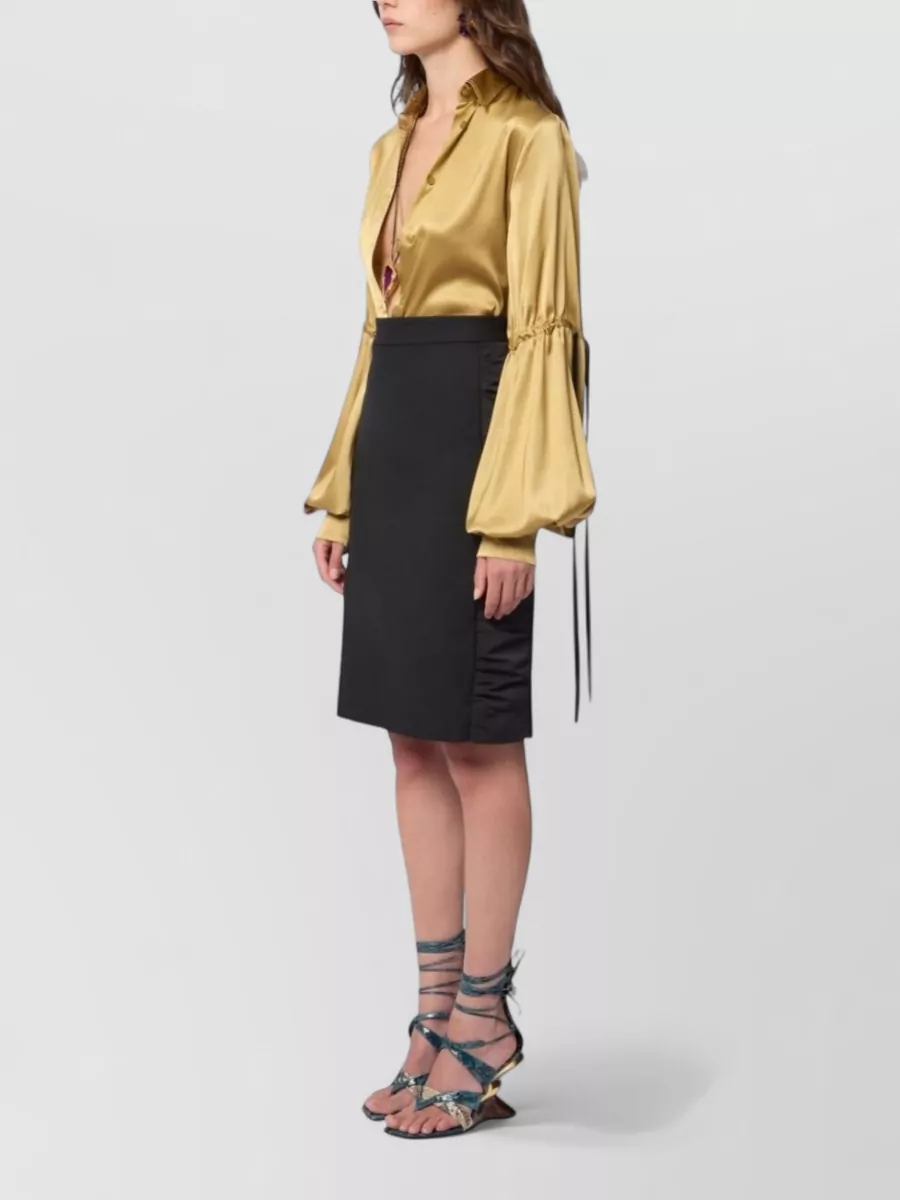 Nina Ricci High Waist Skirt Knee Length Slit