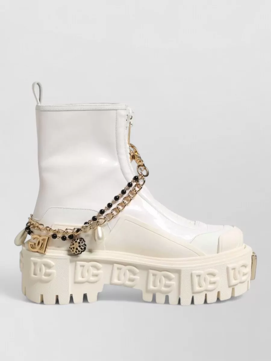 Dolce&Gabbana Leather Logo Ankle Boots