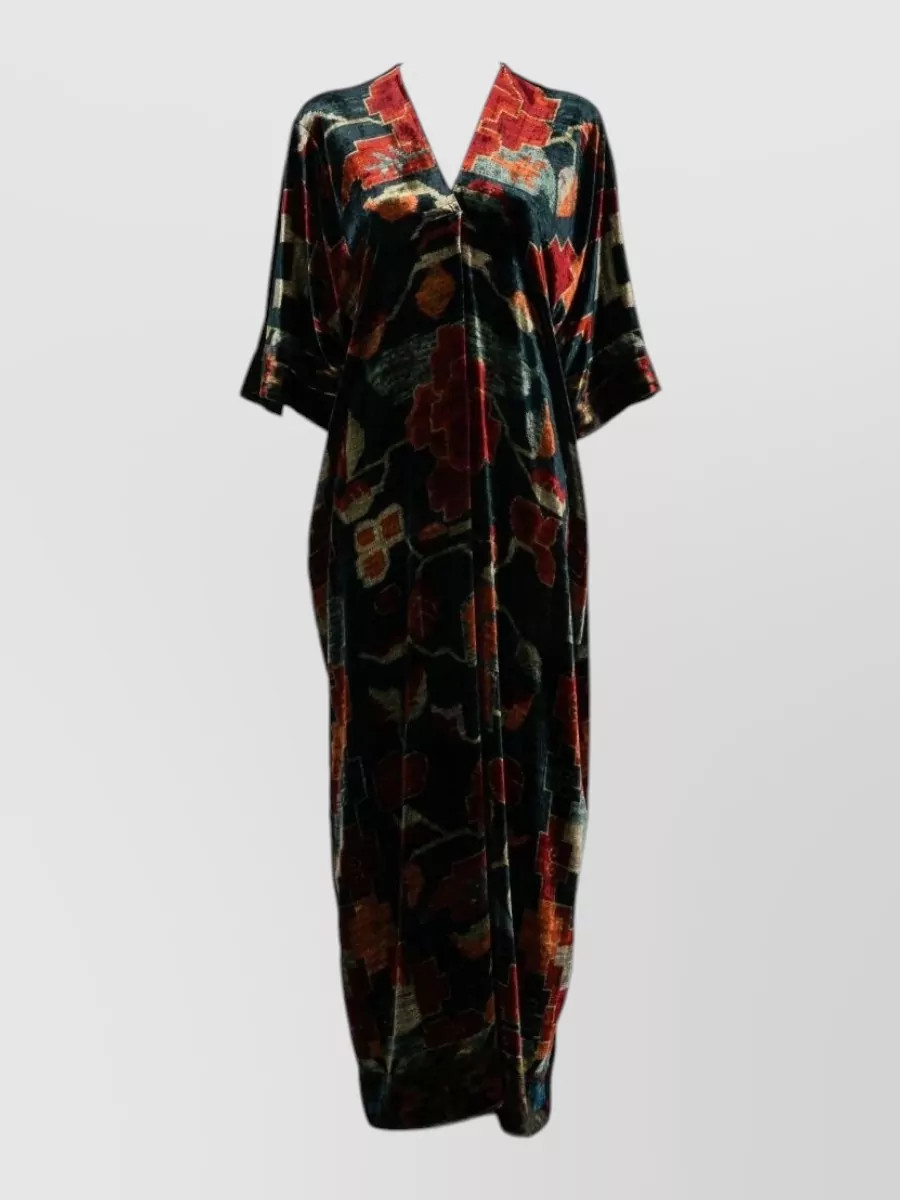 Pierre louise mascia Silk v-neck printed maxi dress