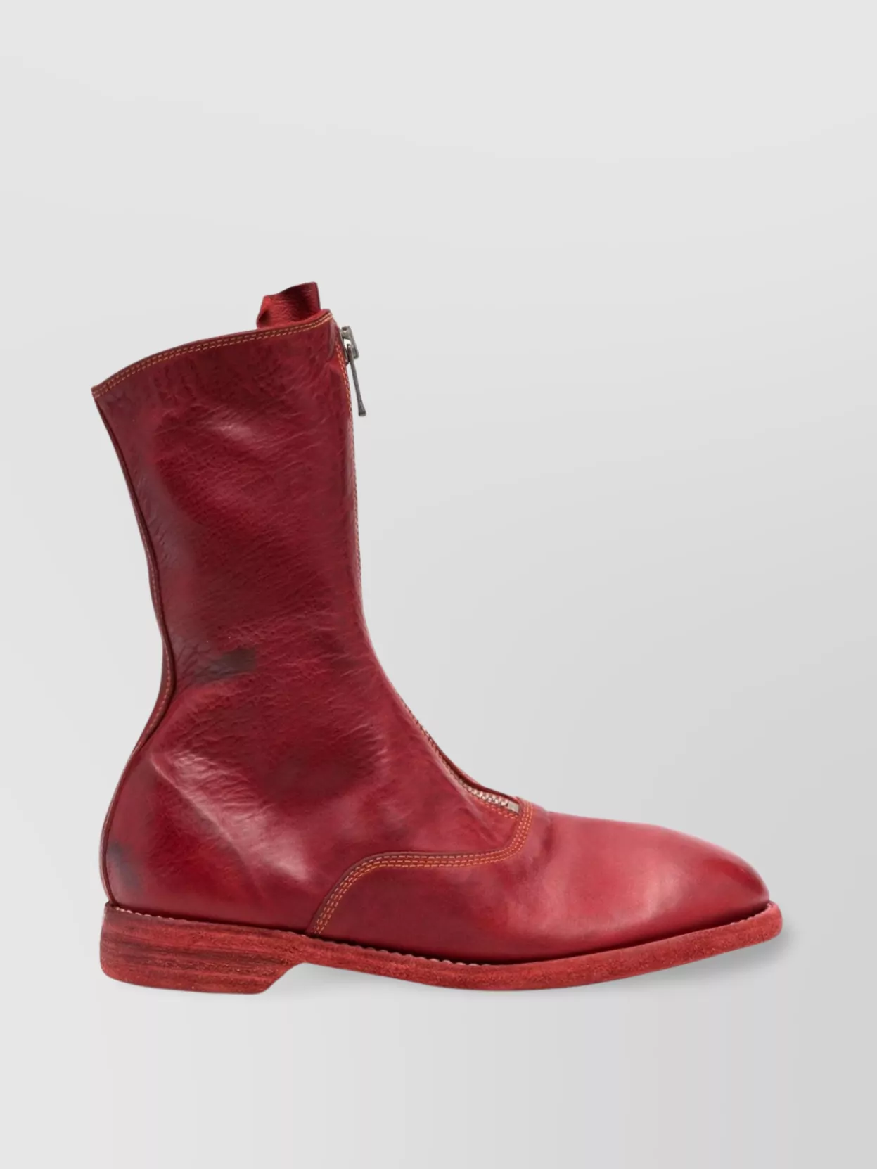 Guidi Zip Front Leather Boots With Stitch Detailing