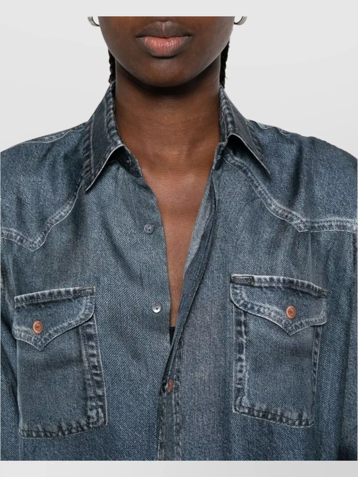 Pierre Louise Mascia Silk Shirt With Denim Pattern And Pockets