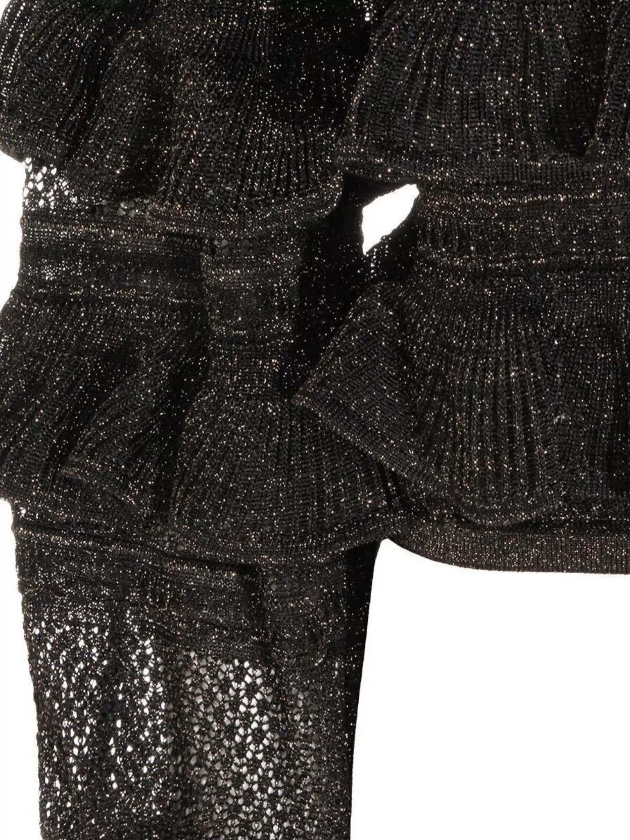 Zimmermann High Neck Long Sleeve Metallic Top In Black