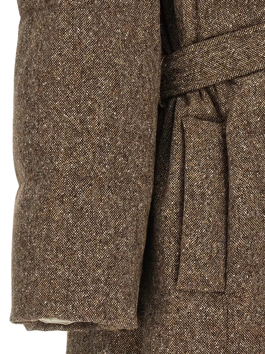 Brunello Cucinelli Down belted hooded parka coat