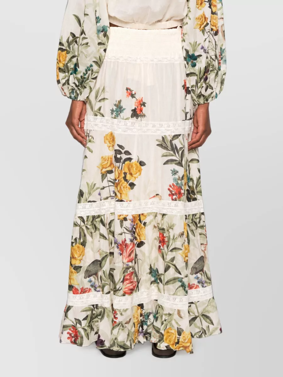 Alice + Olivia Printed Tiered Maxi Skirt