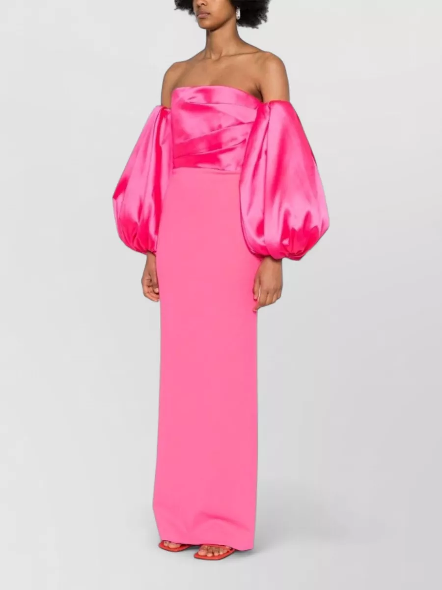Solace London Panelled Off-Shoulder Long-Sleeve Maxi Dress