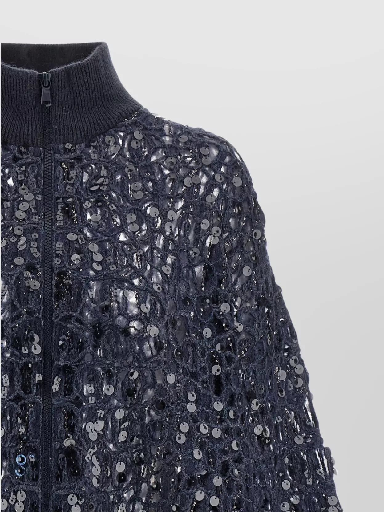 Brunello Cucinelli Dazzling Croc Embroidery Sweaters And Cardigans Blue In Blue