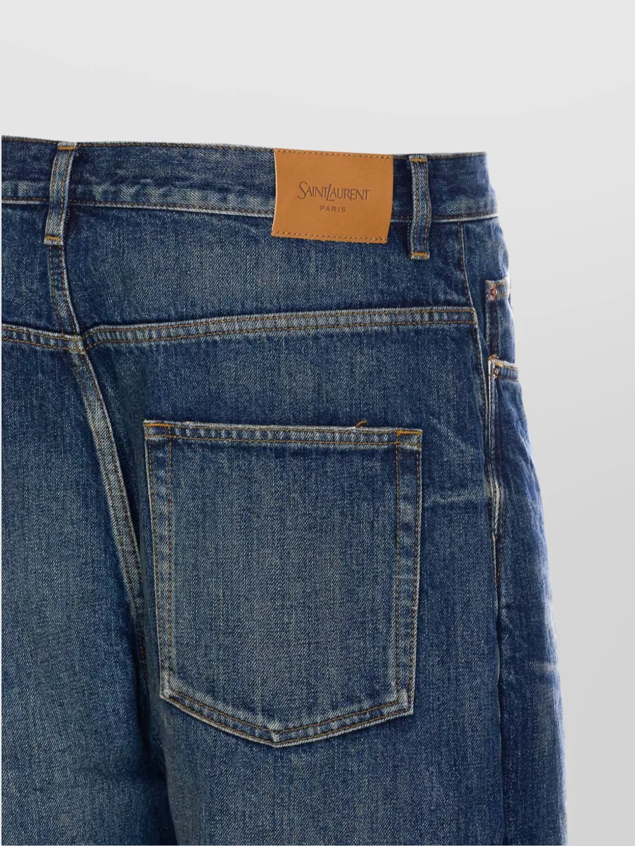 Saint Laurent Regular Fit Denim Jeans With Faded Effect