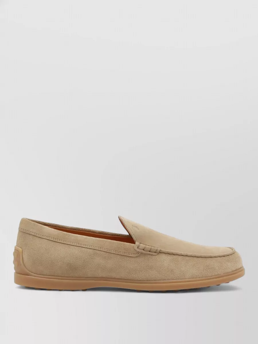 Tod's Suede Loafers With Rubber Sole And Round Toe